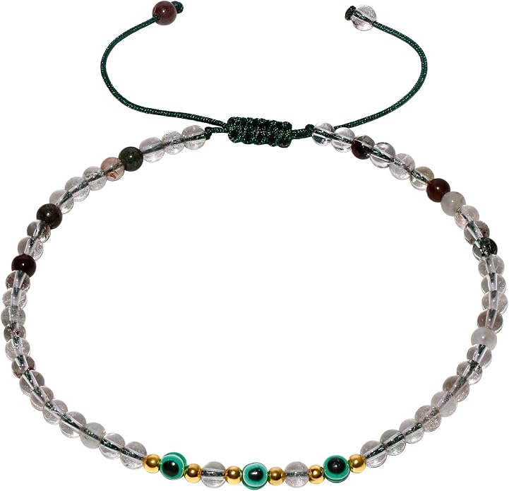 Evil Eye Ankle Bracelets for Women Beads Anklets Beach Accessiory Gemstone Healing Crystal Adjustable