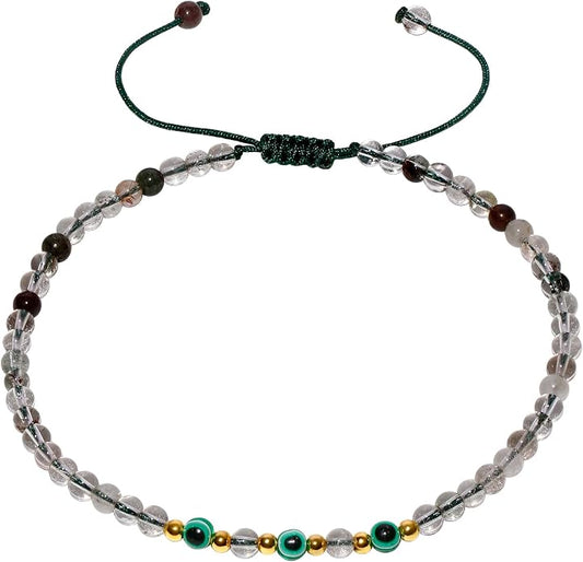 Evil Eye Ankle Bracelets for Women Beads Anklets Beach Accessiory Gemstone Healing Crystal Adjustable