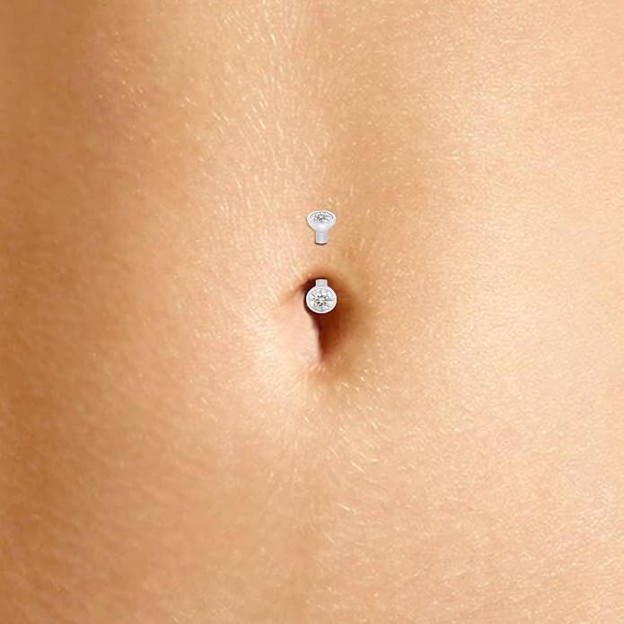 SAVEARTH DIAMONDS 1/3 Carat Round Cut Lab Created Moissanite Diamond Belly Button Navel Rings Body Piercing Jewelry For Women In 14K Gold Over Sterling Silver (VVS1 Clarity, 0.33 Cttw)
