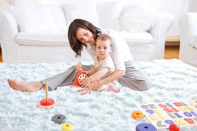 White Rug 8x10 for Living Room - Shag Soft Non-Skid Carpet | Pure White Elegance: Bright White Elevates Any Room - Ideal For Living Rooms, Bedrooms, Nurseries, And Festive Holiday Setups