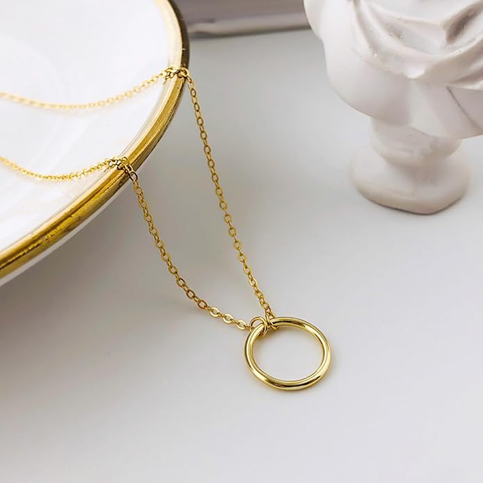 HERIER Cute Heart Necklace Dainty 18k Gold Plated Tiny Heart Pendant Choker Necklaces Small Gold Love Open Heart Chain Necklace for Women Simple Gold Necklace for Women Trendy Jewelry