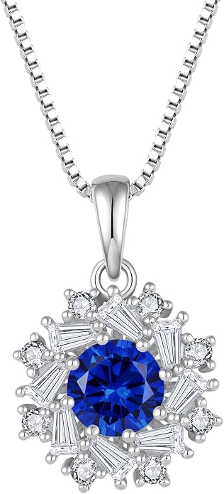 Birthstone Necklace 925 Sterling Silver Round 5A Cubic Zirconia Pendant Necklace Jewelry Birthday Gifts for Women