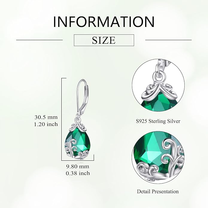 POPLYKE Celtic Filigree Teardrop Drop Dangle Earrings Sterling Silver Leverback Earrings Jewelry for Women