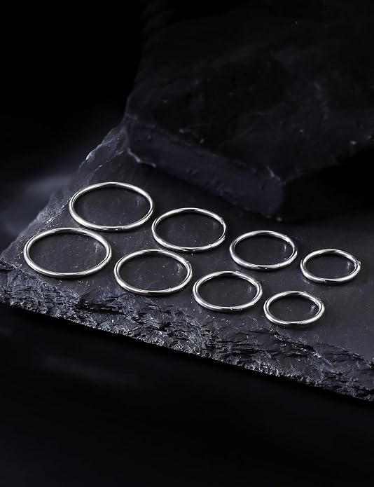 20G 18G 16G 14G 12G 10G 8G 6G Nose Rings Hoops 316l Surgical Steel Clicker Septum Lip Ring Tragus Helix Daith Rook Conch Snug Cartilage Lobe Earrings Hoop Piercing Jewelry For Women Men