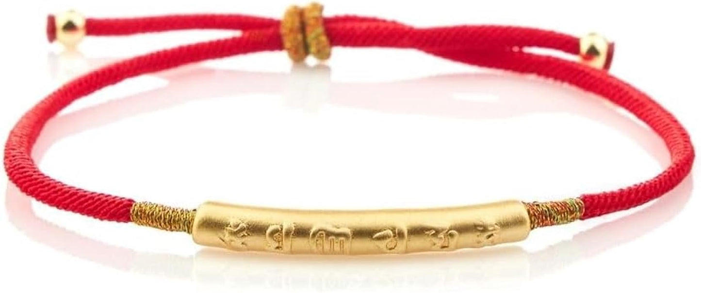 Buddha & Karma Tibetan Red String Bracelet - Handmade Buddhist Lucky Charm for Protection, Good Fortune & Positive Energy - Spiritual Bracelet for Men & Women - Adjustable Bracelets for Daily Wear