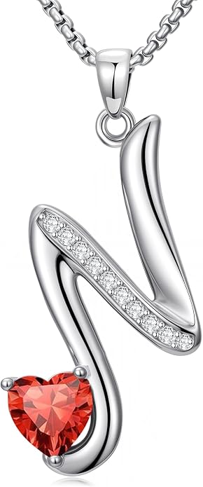 Birthday Gifts for Women Alphabet A to Z Initial Birthstone Pendant Necklaces for Women - 18k White Gold Plated Personalized Name Jewelry Anniversary Graduation Gifts for Wife Her Daughter Girlfriend(with Gift Box)