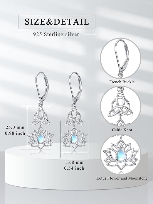 Dorunmo Moonstone Dangle Drop Earrings s925 Sterling Silver Leverback Earrings Filigree Moonstone Jewelry Birthday Gifts for Women