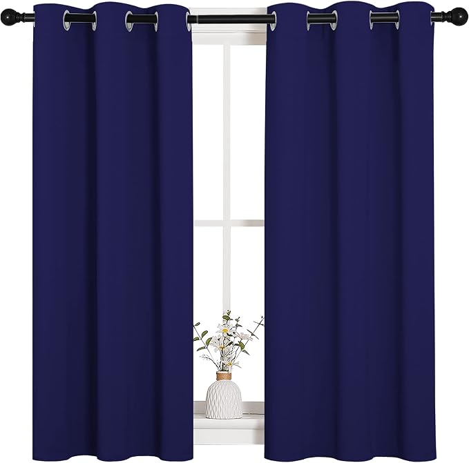 NICETOWN Blackout Draperies Curtains, All Season Thermal Insulated Solid Grommet Top Blackout Curtains/Drapes for Kid's Room (Royal Blue, 1 Pair, 34 x 45 inches)