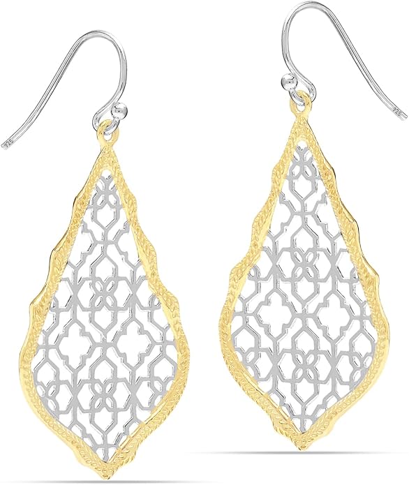 LeCalla 925 Sterling Silver Teardrop Drop Earrings for Womens | Lightweight Italian Minimalist Teardrop Filigree Earrings | Filigree Circle Drop Dangle Earrings for Women Birthday Gift