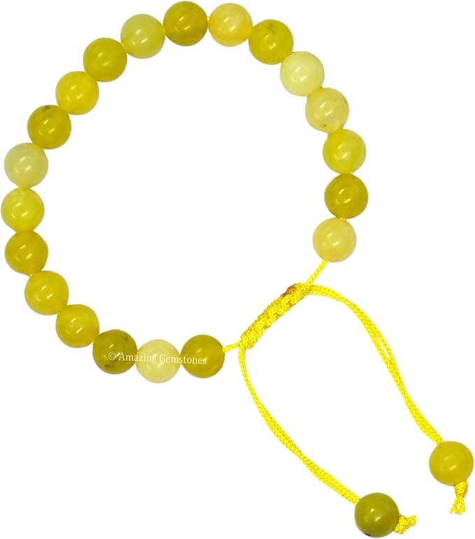 Amazing Gemstone Lemon Jade Bracelet for Women Men's Gifts - Protection Healing Crystal Bracelet - 8mm Gemstones Beaded Adjustable Bracelet Pulseras para Hombres Mujer Stocking Stuffers