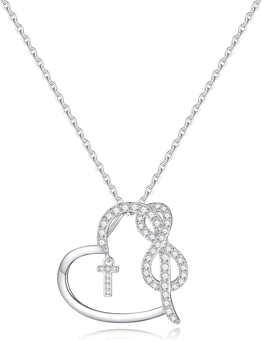 Infinity Heart Necklaces for Women, S925 Sterling Silver Initial Necklace Womens Jewelry Mothers Day Gifts Girls Valentines Gifts for Her Christmas Birthday Gifts for Women Mom Wife Girlfriend