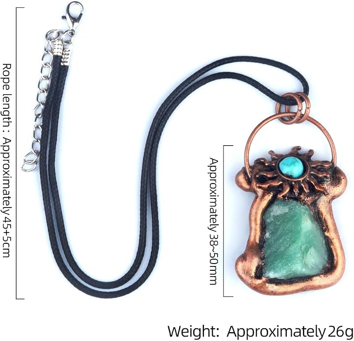 LE SKY 2Pcs Natural Raw Crystal Quartz Pendant Necklaces, Vintage Copper Wrapped Irregular Wire Gemstone Choker, Boho Sun Turquoise Healing Stone Jewelry Gifts for Women