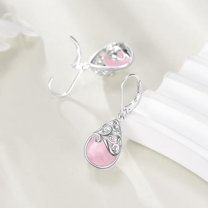 925 Sterling Silver Leverback Earrings Vintage Filigree Dangle Drop Earrings Jewelry Birthday Gifts for Women
