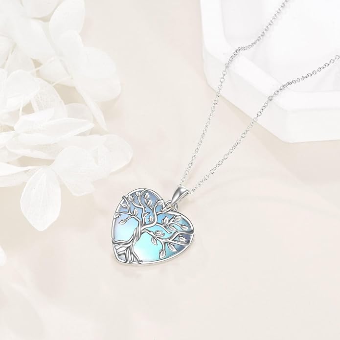 YAFEINI 925 Sterling Silver Moonstone Necklace Filigree Teardrop Pendant Necklace Jewelry for Women Girls