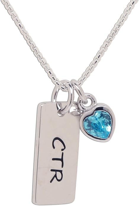 Cherished Moments Girl's .925 Sterling Silver CTR Bar Necklace with Simulated Birthstone Heart Charm
