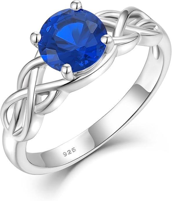 STARCHENIE Celtic Knot Promise Ring for Women 925 Sterling Silver Engagement Wedding Band with Birthstone (Size 5-10)