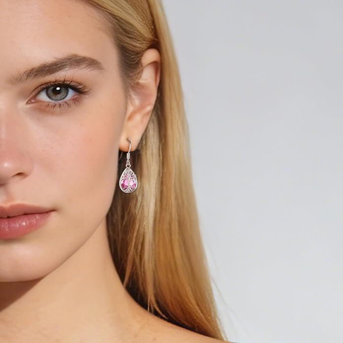 Eusense Sterling Silver Dangle Earrings for Women Tree of Life Animals Moonstone Turquoise Leverback Earrings Jewelry Gifts