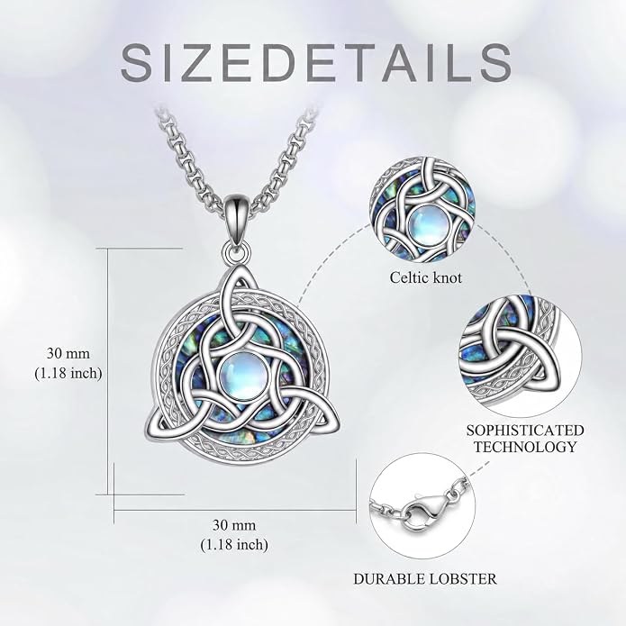 CRMAD Celtic Witchy Jewelry for Women Men Nudo De Bruja 18K White Gold Original Witches Knot Necklace Triple Moon Goddess Pendant Necklace