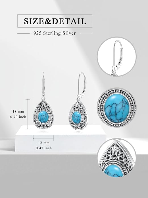 Seiyang Dangle Earrings 925 Sterling Silver Animal/American Flag/Turquoise Dangle Drop Earrings Jewelry Gifts for Women