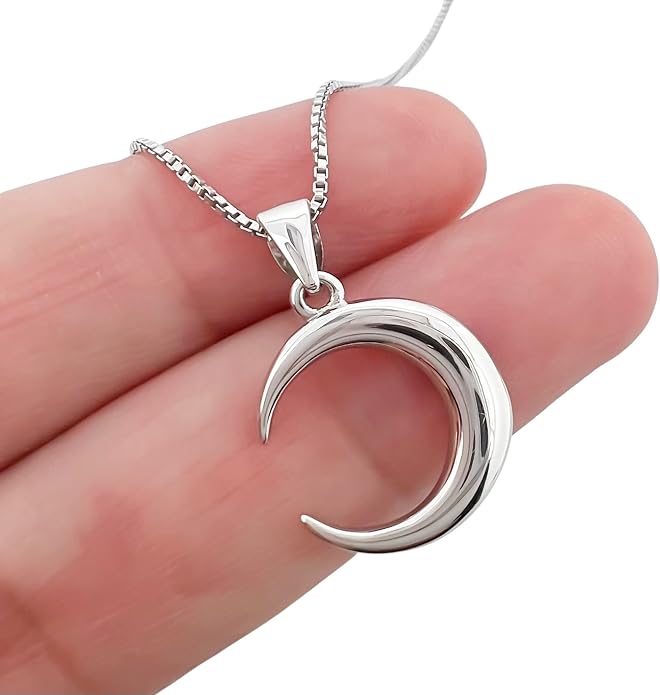 Dainty Sterling Silver Crescent Moon Necklace for Women, Wife Gift, Teen Daughter Birthday Gift Necklace, 18 inches