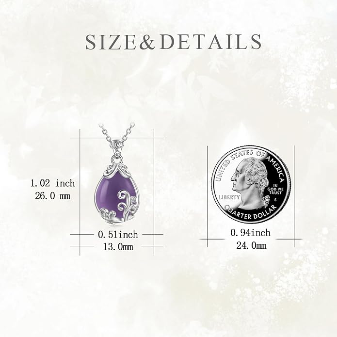 POPLYKE Sterling Silver Gemstone Teardrop Pendant Necklace Crystal Jewelry for Women