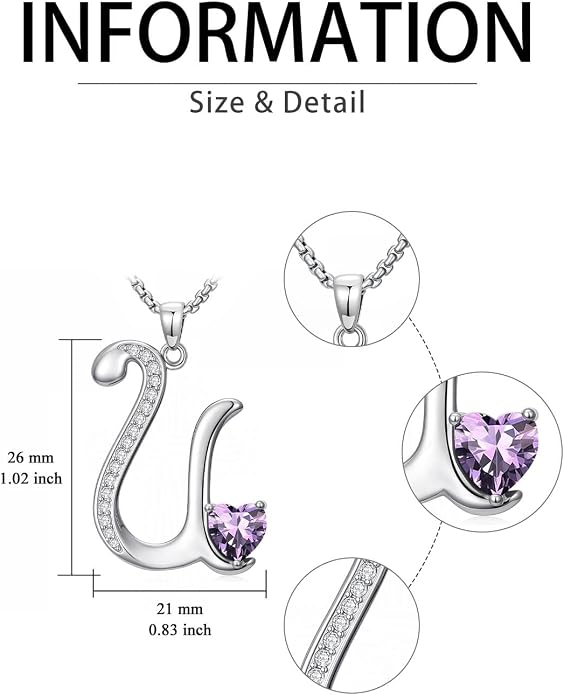Birthday Gifts for Women Alphabet A to Z Initial Birthstone Pendant Necklaces for Women - 18k White Gold Plated Personalized Name Jewelry Anniversary Graduation Gifts for Wife Her Daughter Girlfriend(with Gift Box)