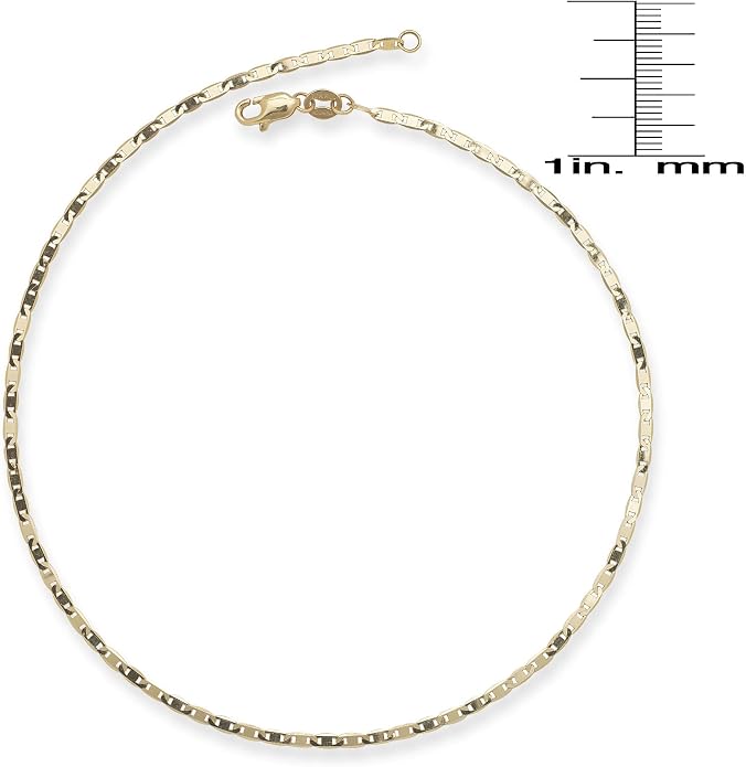 JewelryWeb Solid 10K Yellow Gold 10 Inch 2.2mm Mariner Chain Anklet Anklet for Women and Men