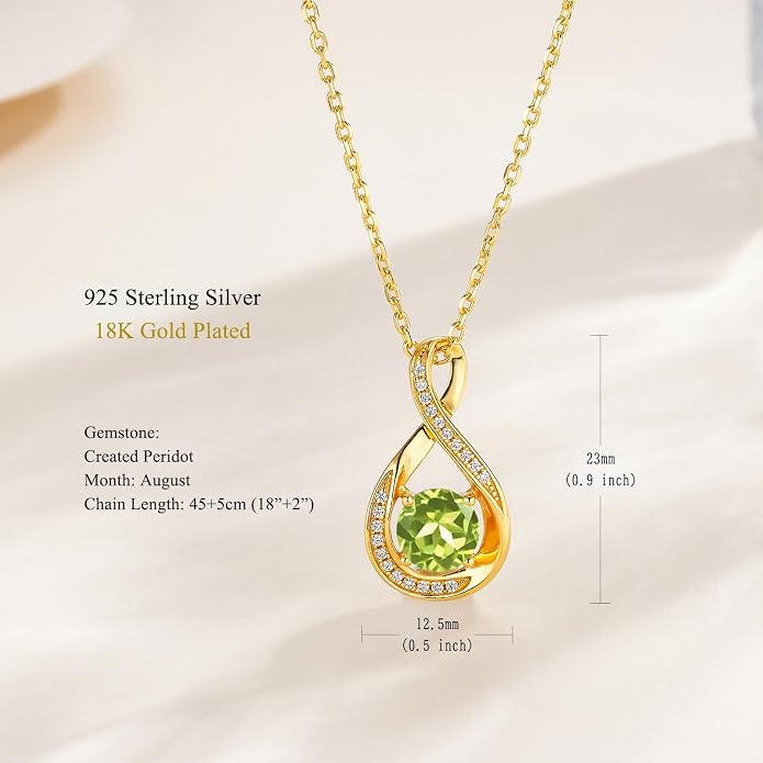 925 Sterling Silver Birthstone Necklace for Women Infinity Necklaces Birthday Anniversary Fine Jewelry Gifts for Mother Women, Adjustable Chain