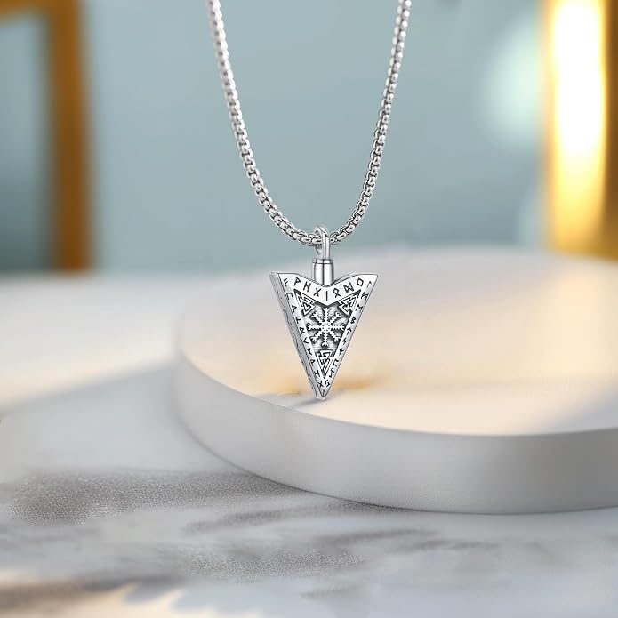 Thors Hammer Necklace/Viking Tree of Life/Valknut/Vegvisir/Triskelion/Sword/Spear Point Arrowhead/Urn Necklace for Ashes/Compass Necklace 925 Sterling Silver Amulet Jewelry for Men Women