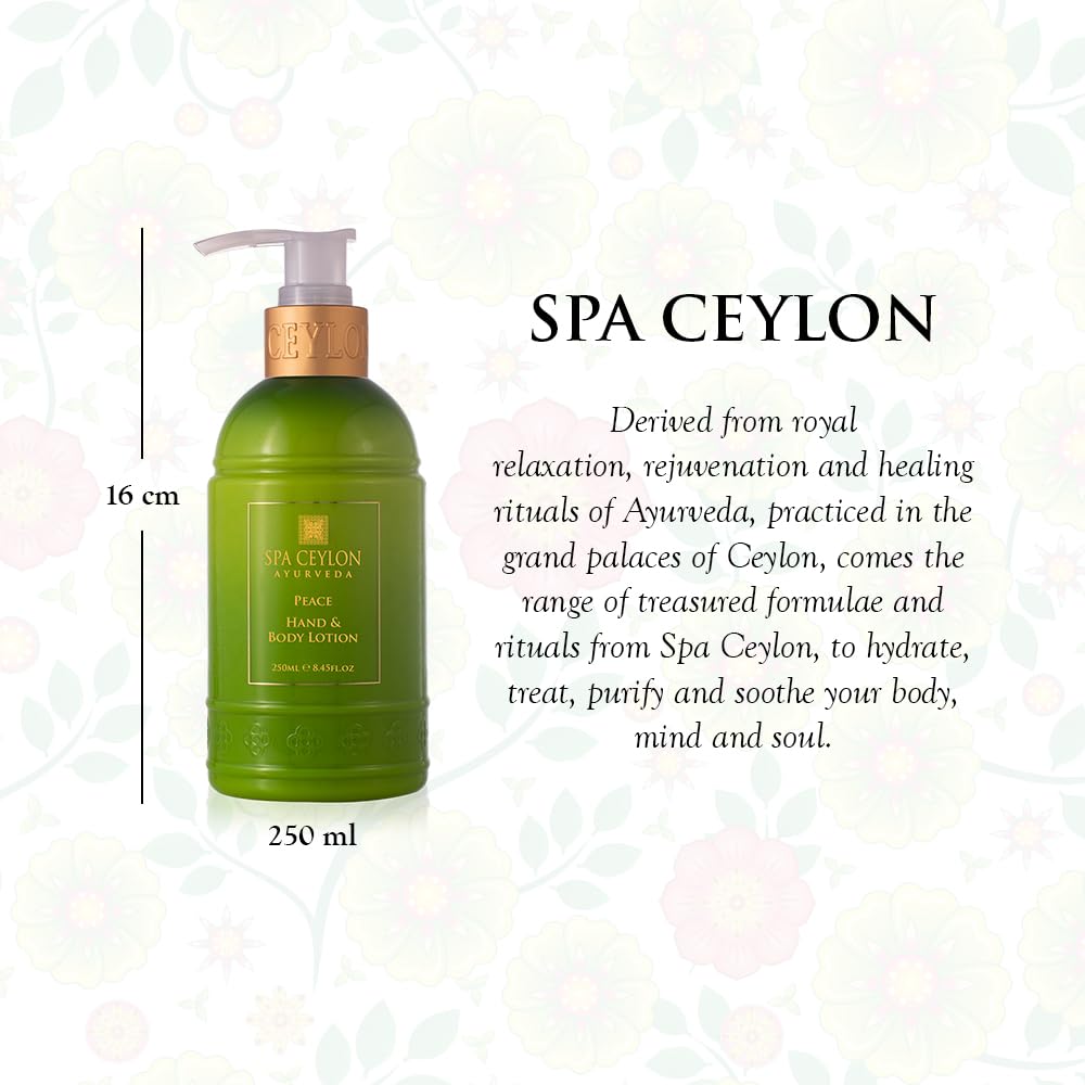 SPA CEYLON Peace Hand and Body Lotion | Calming Herbal Moisturizer with Coconut, Almond & Lemongrass | Gentle & Soothing for All Skin Types
