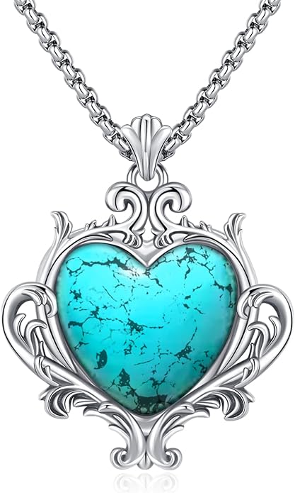 Turquoise Jewelry for Women Men 925 Sterling Silver Pendant Urn Necklaces for Ashes Picture Locket Necklace Thor Hammer Yggdrasil Virgen De Guadalupe St Michael Christopher Judas Witches Knot Necklace