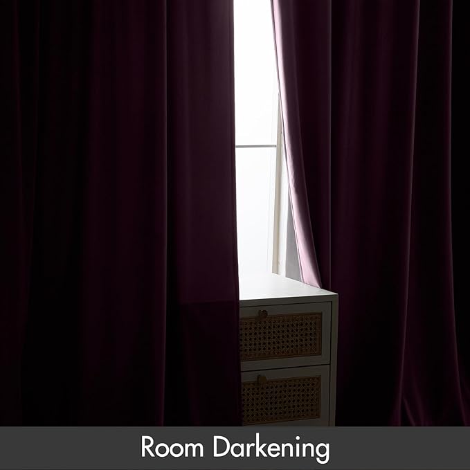 MIULEE Purple Orchid Blackout Velvet Curtains Drapes 108 Inch Long 52"x108" | Luxurious Bedroom Living Room Decor, Room Darkening, Thermal Insulated, Rod Pocket Design, Super Soft Fabric, Extra Long