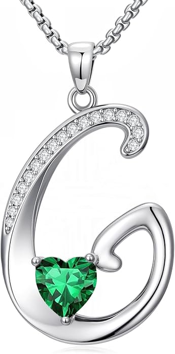 Birthday Gifts for Women Alphabet A to Z Initial Birthstone Pendant Necklaces for Women - 18k White Gold Plated Personalized Name Jewelry Anniversary Graduation Gifts for Wife Her Daughter Girlfriend(with Gift Box)