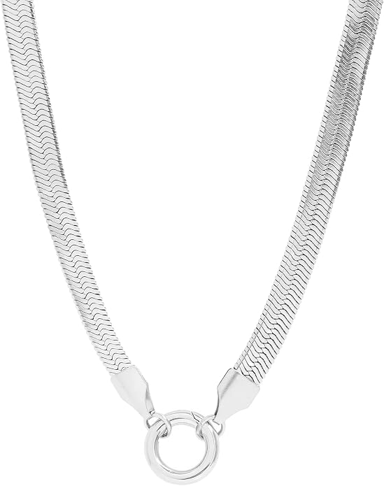 Destin Jewelry 18K Gold Plated Herringbone Necklace for Women and Men, Waterproof Flat Snake Chain, Stainless Steel Non Tarnish Layering Necklace