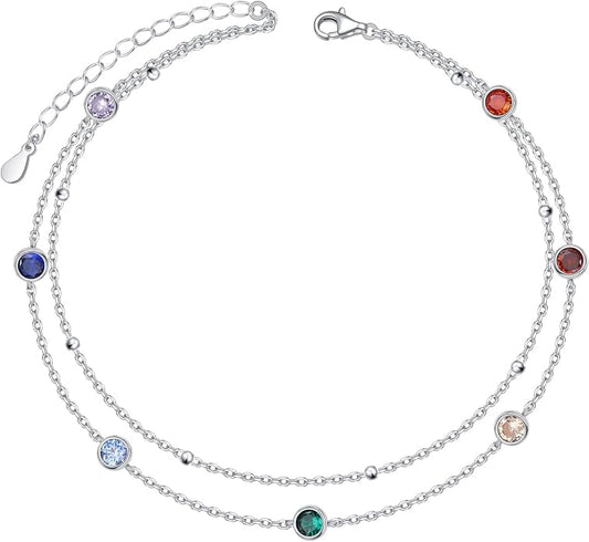 Anklets for Women 925 Sterling Silver Blue Evil Eye Infinity Butterfly Adjustable Multilayer Layered Summer Beach Ankle Bracelet Foot Chain Jewelry for Women