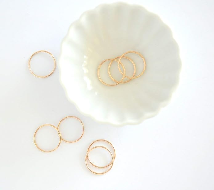Ellie J Maui Hammered Ring, 1mm Thin Stacking Rings, Minimalist Rings for Women, 14K Gold Filled Rings for Teen Girls Midi Knuckle Pinky Finger Jewerly (Size 3-11)