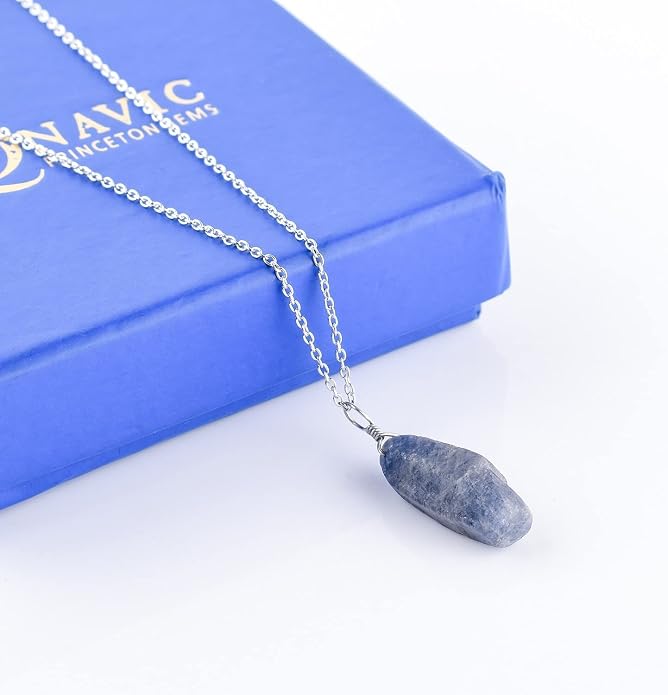 Raw Multi Gemstone Pendant Necklace for Women, Healing Crystal Chakra Stone Birthstone, 925 Sterling Silver Birthday Christmas Gifts for Her