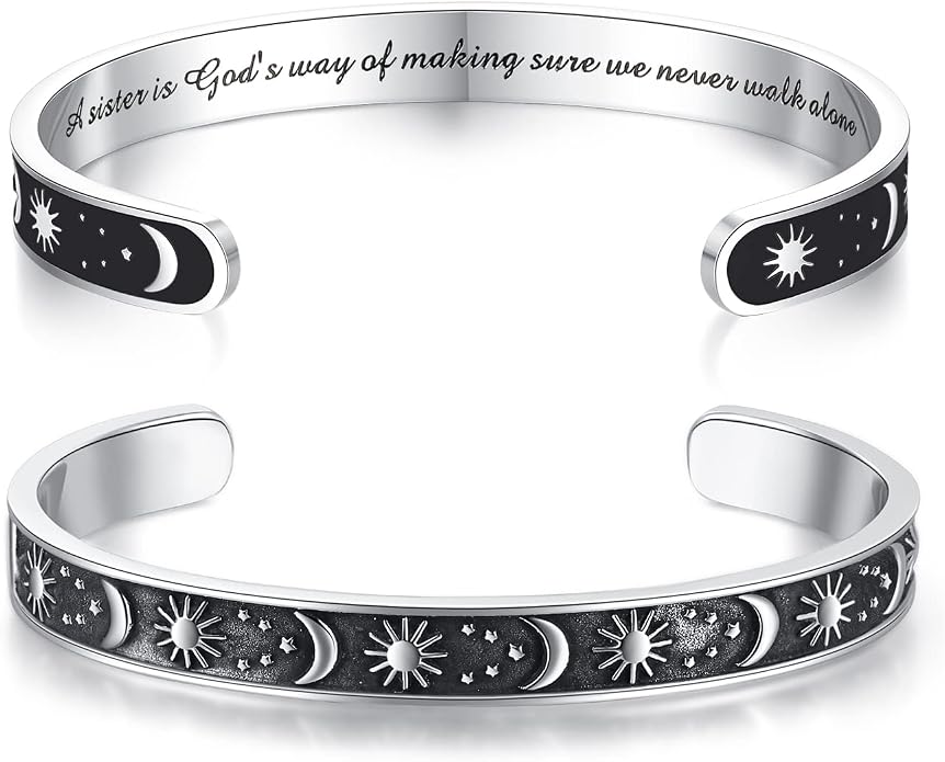 TONY & SANDY Inspirational Bracelets for Women Teen Girls Personalized Gifts for Daughter Granddaughter Mom Sister Friends Stainless Steel Engraved Cuff Birthday Easter Christmas