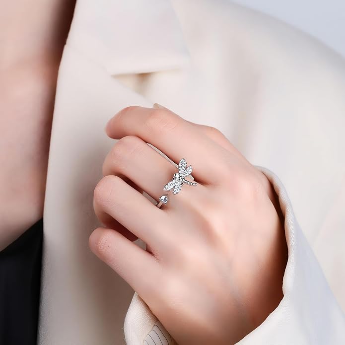 925 Sterling Silver Ring Minimalist Adjustable Rings Band Handmade Rings for Women Girls
