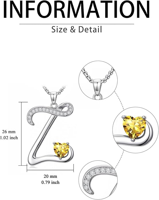 Birthday Gifts for Women Alphabet A to Z Initial Birthstone Pendant Necklaces for Women - 18k White Gold Plated Personalized Name Jewelry Anniversary Graduation Gifts for Wife Her Daughter Girlfriend(with Gift Box)