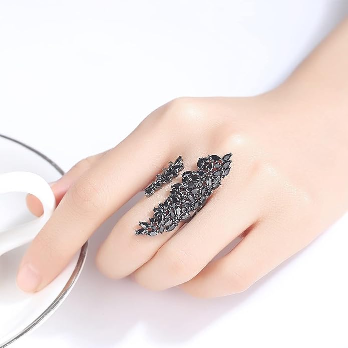 18K Gold Plated Rings for Women and Teen Girls Non Tarnish Cubic Zirconia Fidget Ring Butterfly/Snake/Mesh/Cross/Crown Knuckle Ring Open Adjustable Statement Stacking Chunky Rings