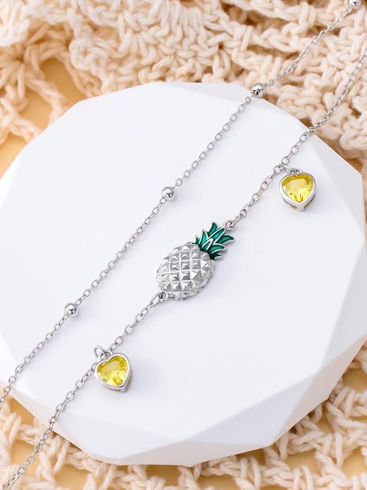 Ankle Bracelets for Women, 925 Sterling Silver Infinity/Heart/Pineapple/Butterfly/Turtle/Evil Eye/Sand Dollar Anklets Waterproof, Christmas Birthday Bracelet Anklets Jewelry Gift Adjustable