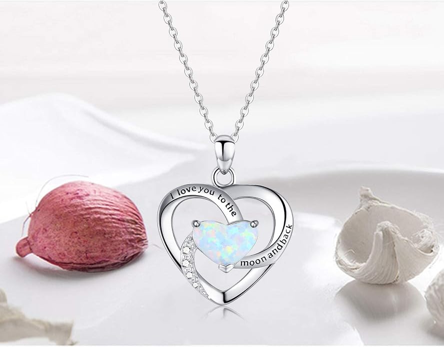 Cuoka 925 Sterling Silver Heart Necklace I Love You to The Moon and Back Pendant Sun Star Moon Necklace Jewelry for Women with Gifts Box