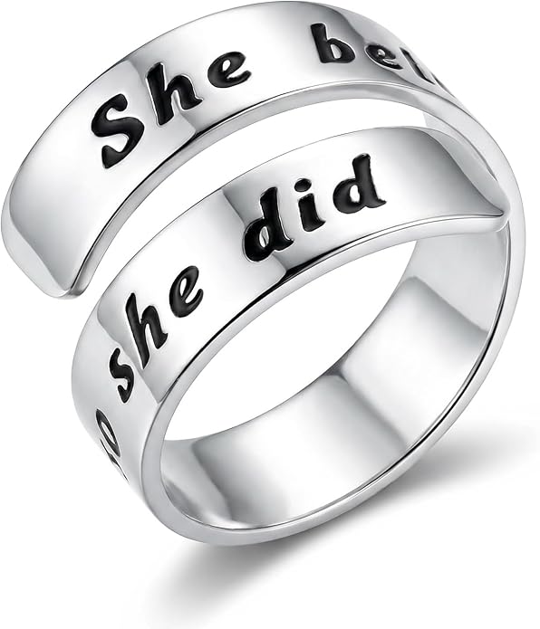 Inspirational Motivational Adjustable Ring Personalized Stainless Steel Spiral Wrap Twist Rings Encouragement Statement Graduation Jewelry Birthday Gifts for Women Teengirls.