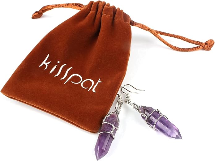 Real Natural Quartz Stone Healing Point Crystal Chakra Dangle Earrings Valentine's day Mother's day Gift