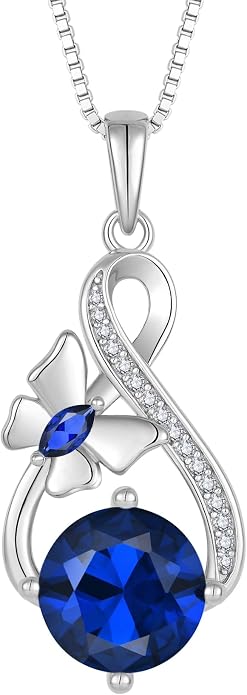 Butterfly Necklaces for Women 925 Sterling Silver Infinity Pendant Necklace Birthstone Jewelry Gifts for Her