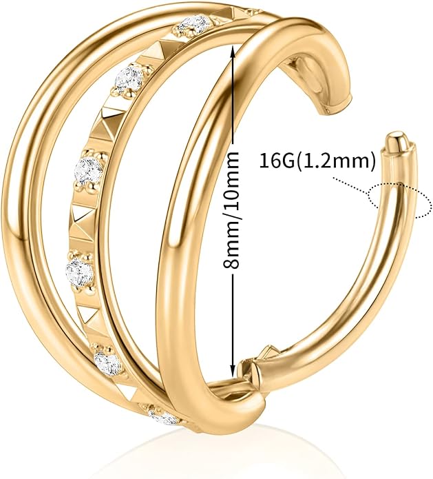 316L Surgical Steel Septum Clicker Ring Nose Ring Hoop Sleeper Hoop Earring Helix Rook Conch Cartilage Daith Tragus Earrings Lobe Nose Piercing Jewelry for Women