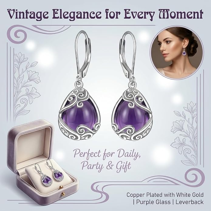 Teardrop Tree of Life/Filigree Earrings for Women Dangle Leverback Earrings Jewelry Gift Anniversary For Her