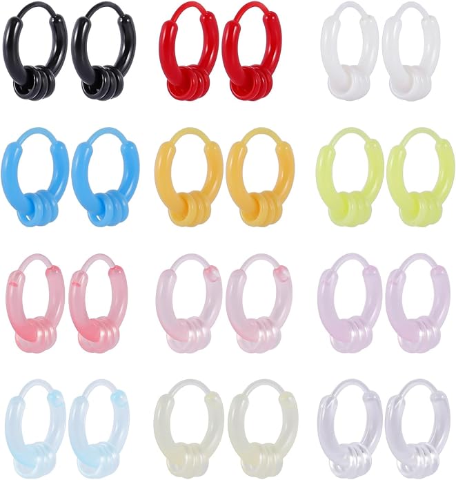Plastic Post Stud Hoop Earrings for Sensitive Ears Multicolor Butterfly Flower Stud Earrings Set for Women