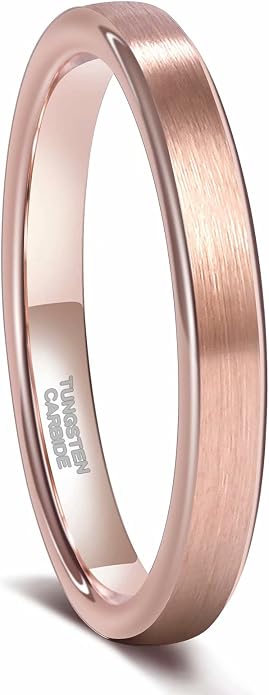 Frank S.Burton 3mm 4mm 6mm 8mm Black/Silver/Rose Gold Tungsten Rings for Women Men Wedding Band Engagement Ring Comfort Fit Beveled Edges Size 4-15
